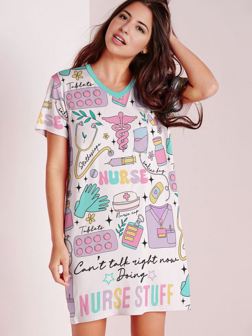 Nurse V-neck Nightshirt Nurse's Nook