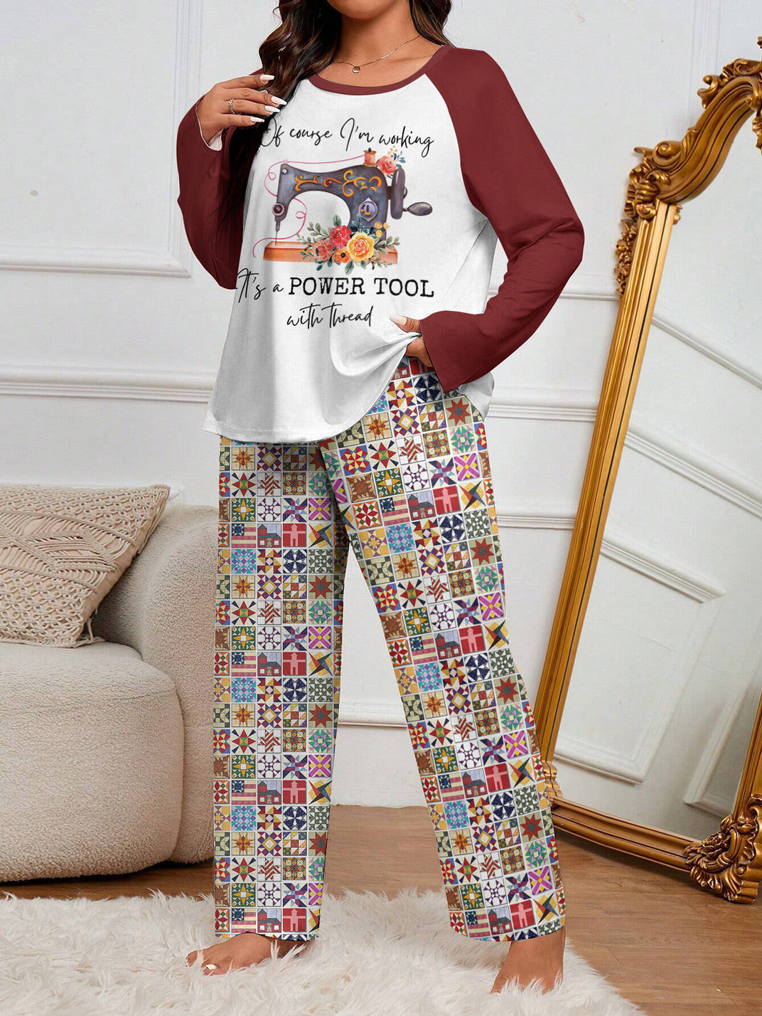 Sewing Lover Raglan Lounge Pajamas Power Tool With Thread
