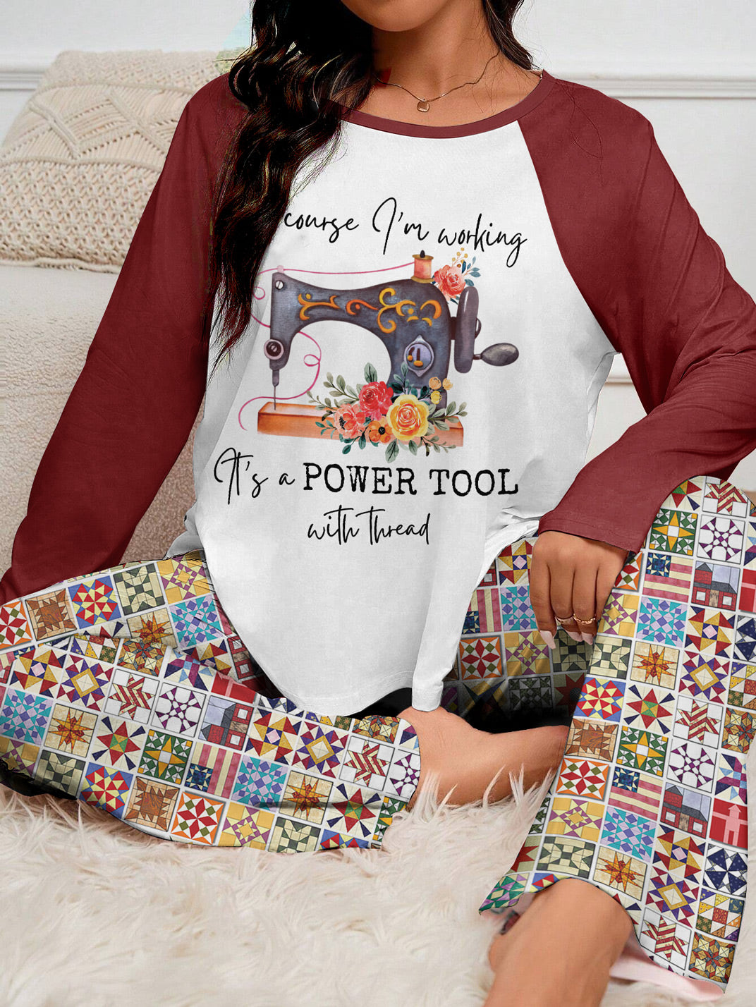 Sewing Lover Raglan Lounge Pajamas Power Tool With Thread