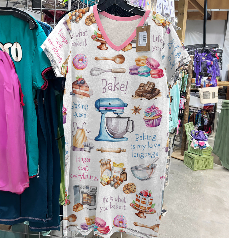 Baking V-neck Nightshirt Pastry Dreams