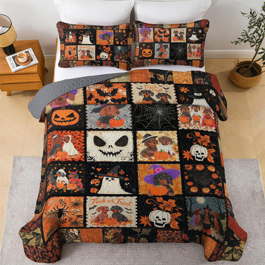 Dachshund All Season Quilt 3-Piece Set Pumpkin Paws