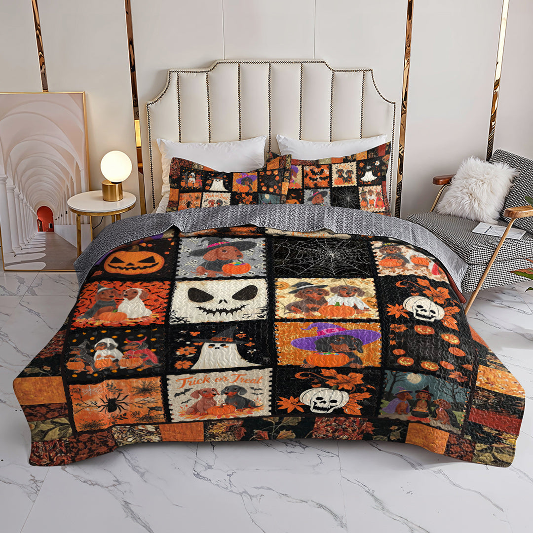 Dachshund All Season Quilt 3-Piece Set Pumpkin Paws