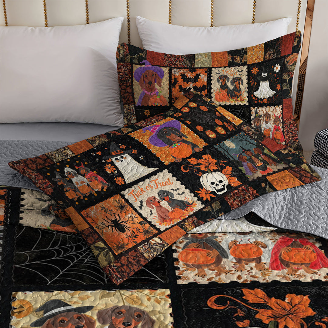 Dachshund All Season Quilt 3-Piece Set Pumpkin Paws