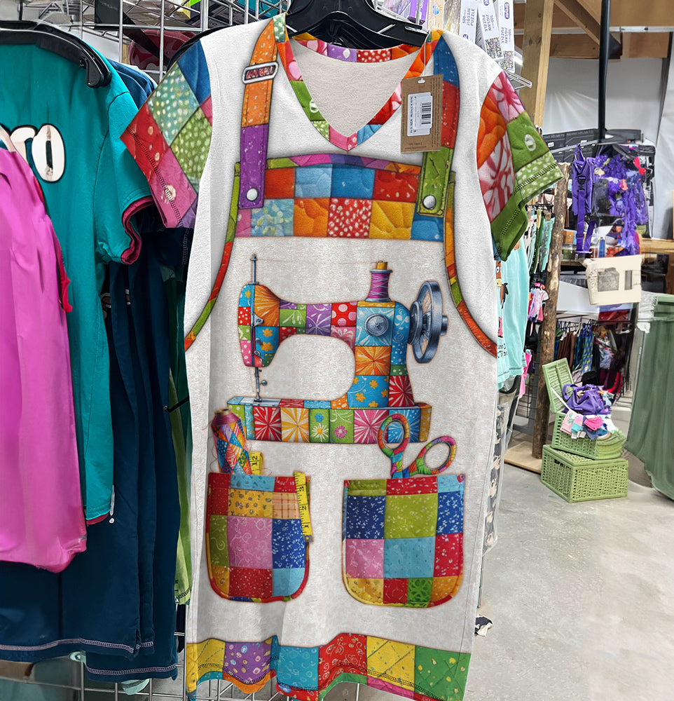Sewing Lover V-neck Nightshirt Quilt Craft Apron