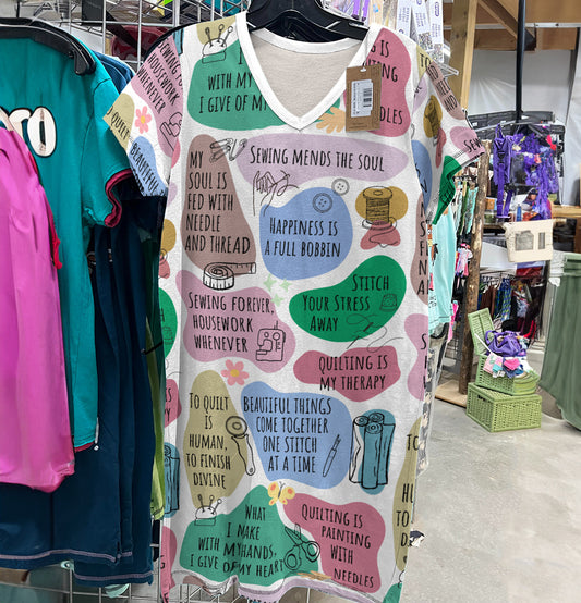 Sewing Lover V-neck Nightshirt Quilter Daily Affirmations