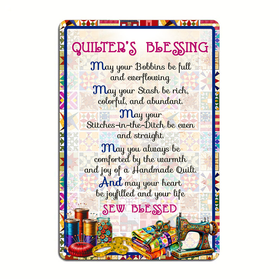 Sewing Lover 2D Metal Sign Quilter's Blessing