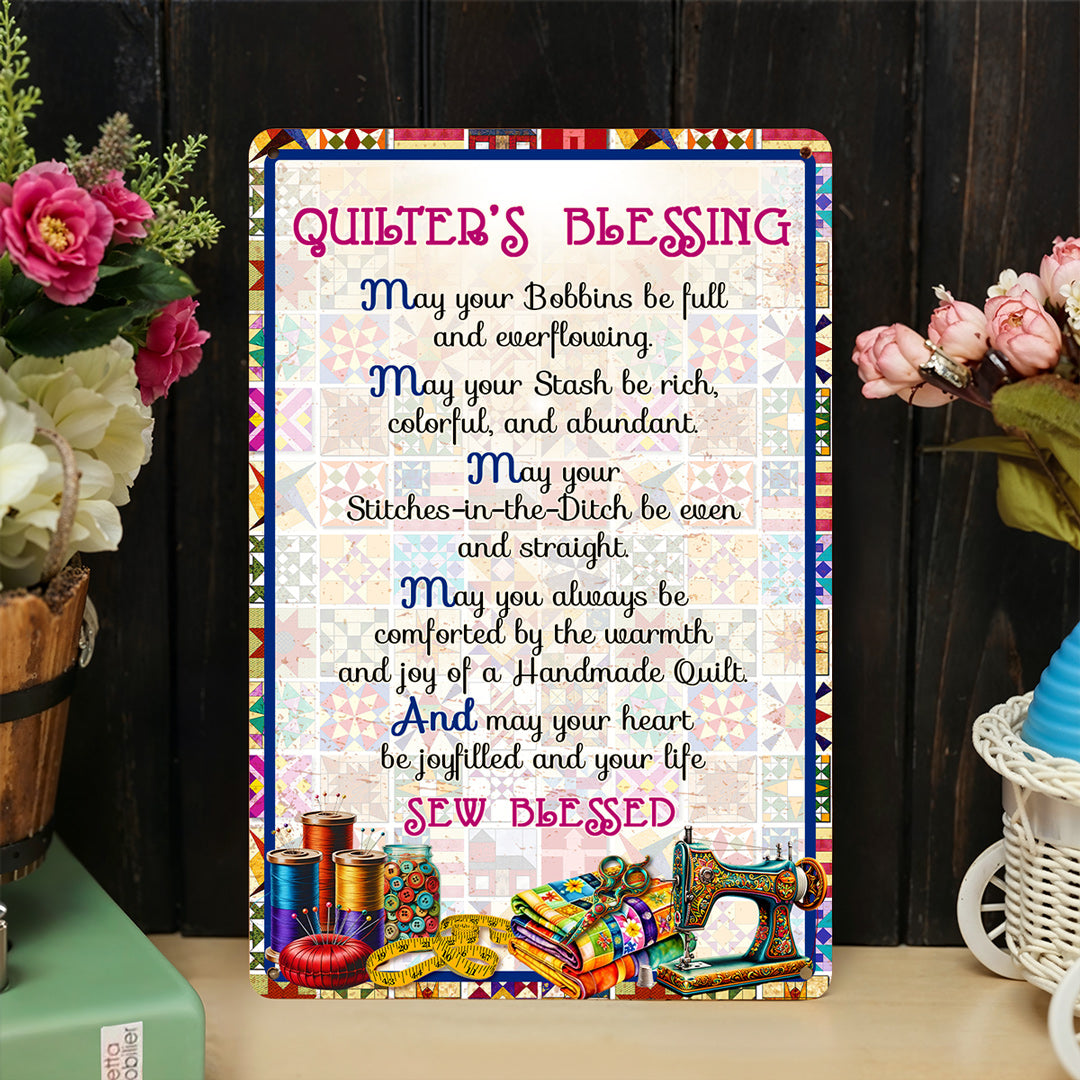 Sewing Lover 2D Metal Sign Quilter's Blessing