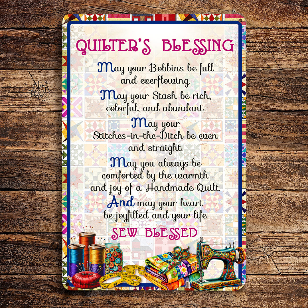 Sewing Lover 2D Metal Sign Quilter's Blessing