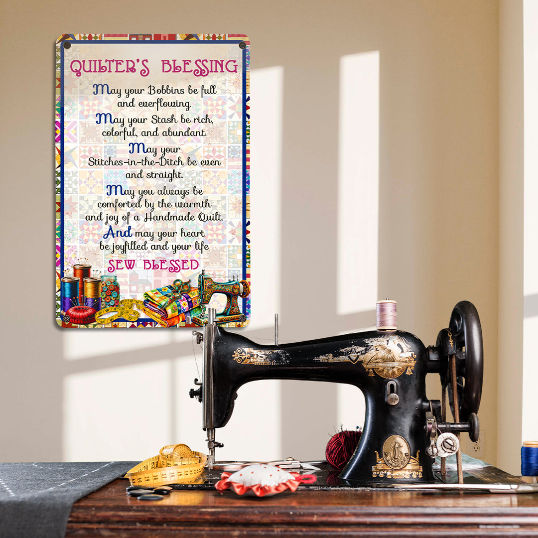 Sewing Lover 2D Metal Sign Quilter's Blessing