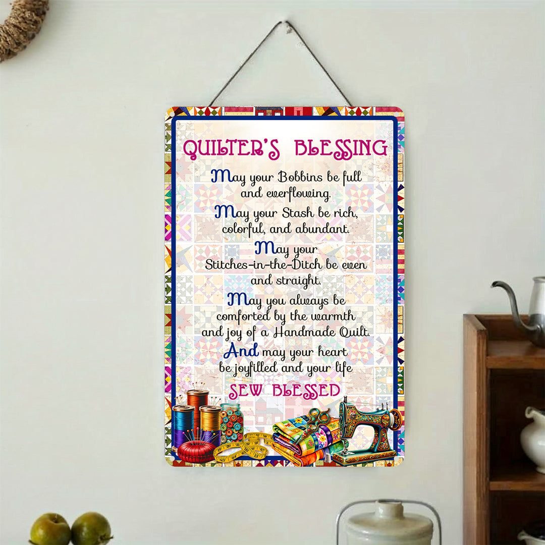 Sewing Lover 2D Metal Sign Quilter's Blessing