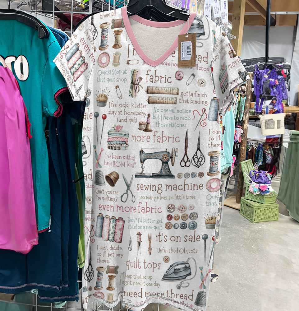 Sewing Lover V-neck Nightshirt Quilter's Obssession