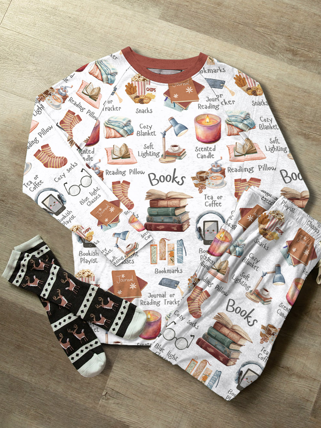 Book Lover Raglan Lounge Pajamas Bookworm's Retreat