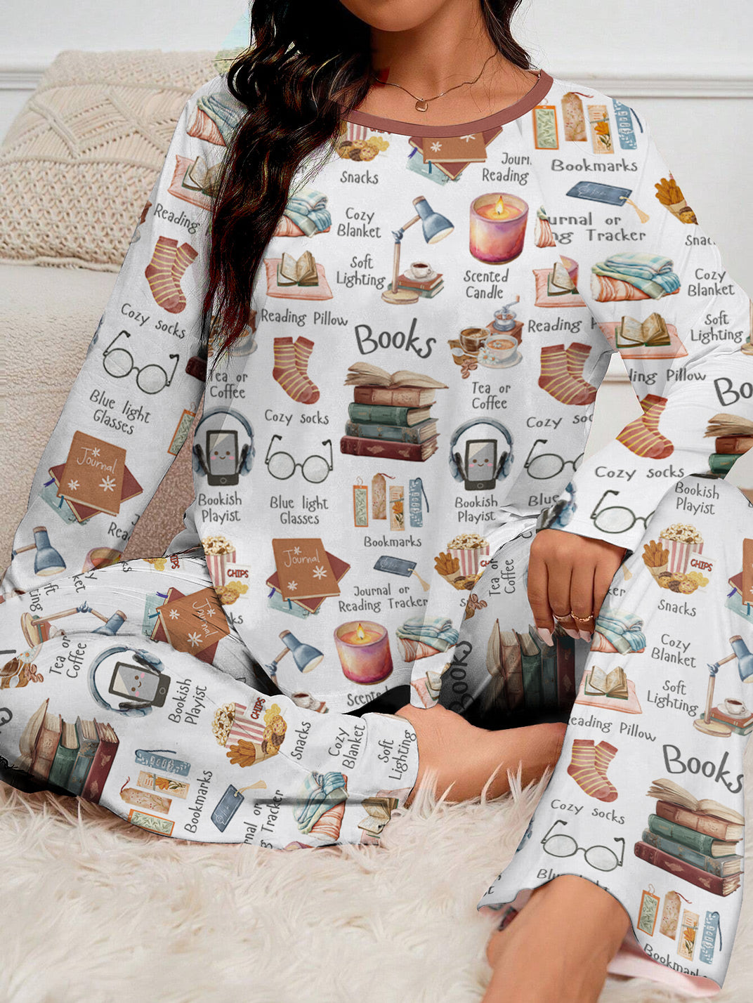 Book Lover Raglan Lounge Pajamas Bookworm's Retreat
