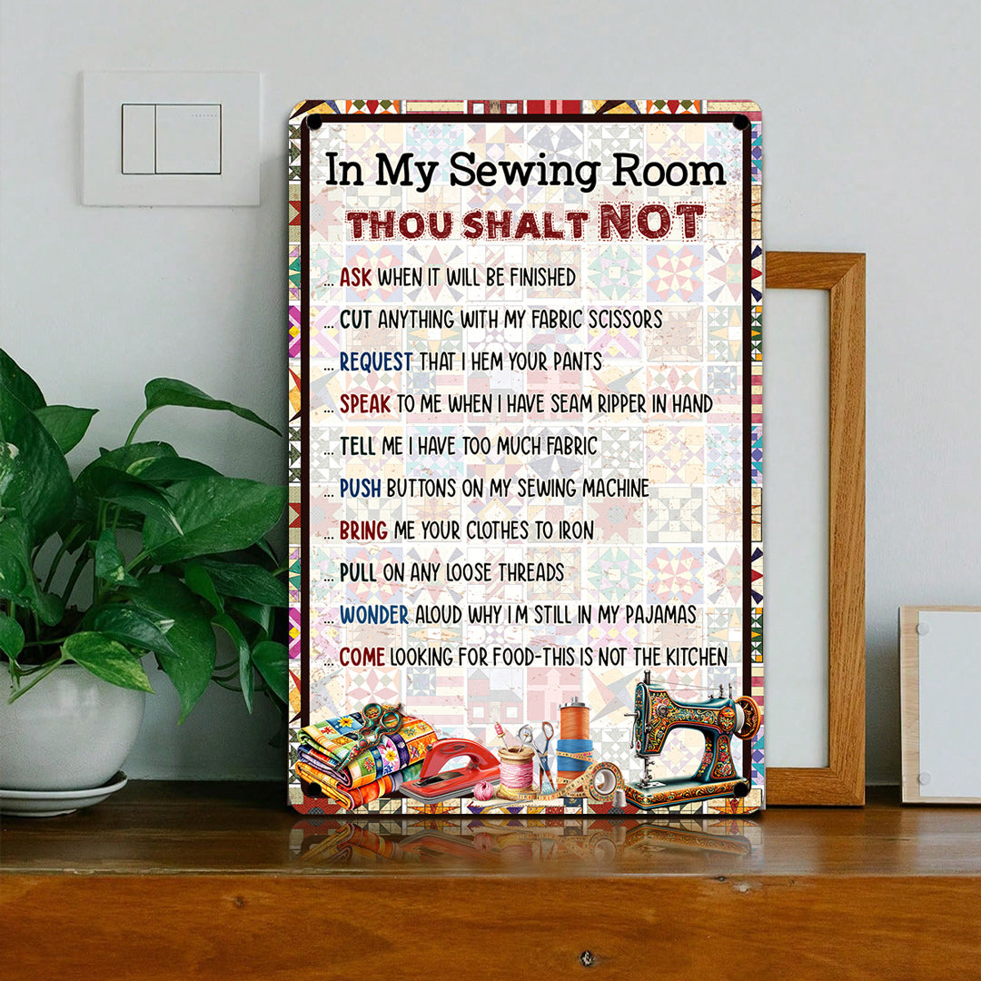 Sewing Lover 2D Metal Sign Rules Of Quilting Room