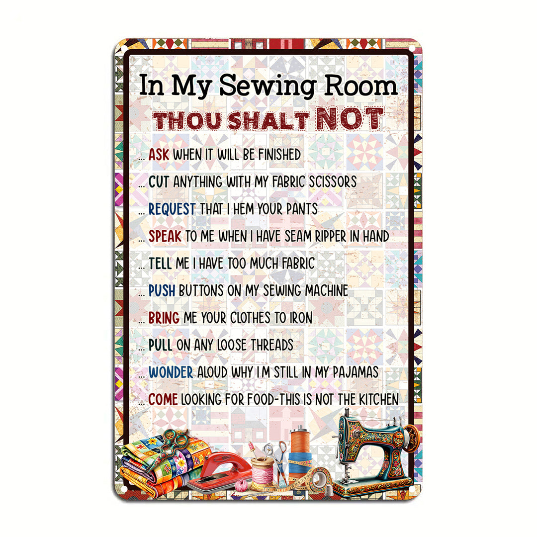 Sewing Lover 2D Metal Sign Rules Of Quilting Room