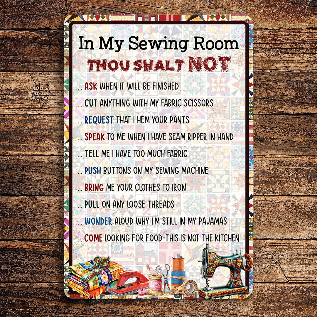 Sewing Lover 2D Metal Sign Rules Of Quilting Room