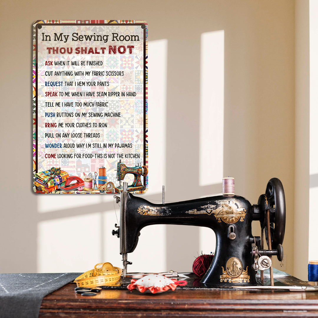 Sewing Lover 2D Metal Sign Rules Of Quilting Room