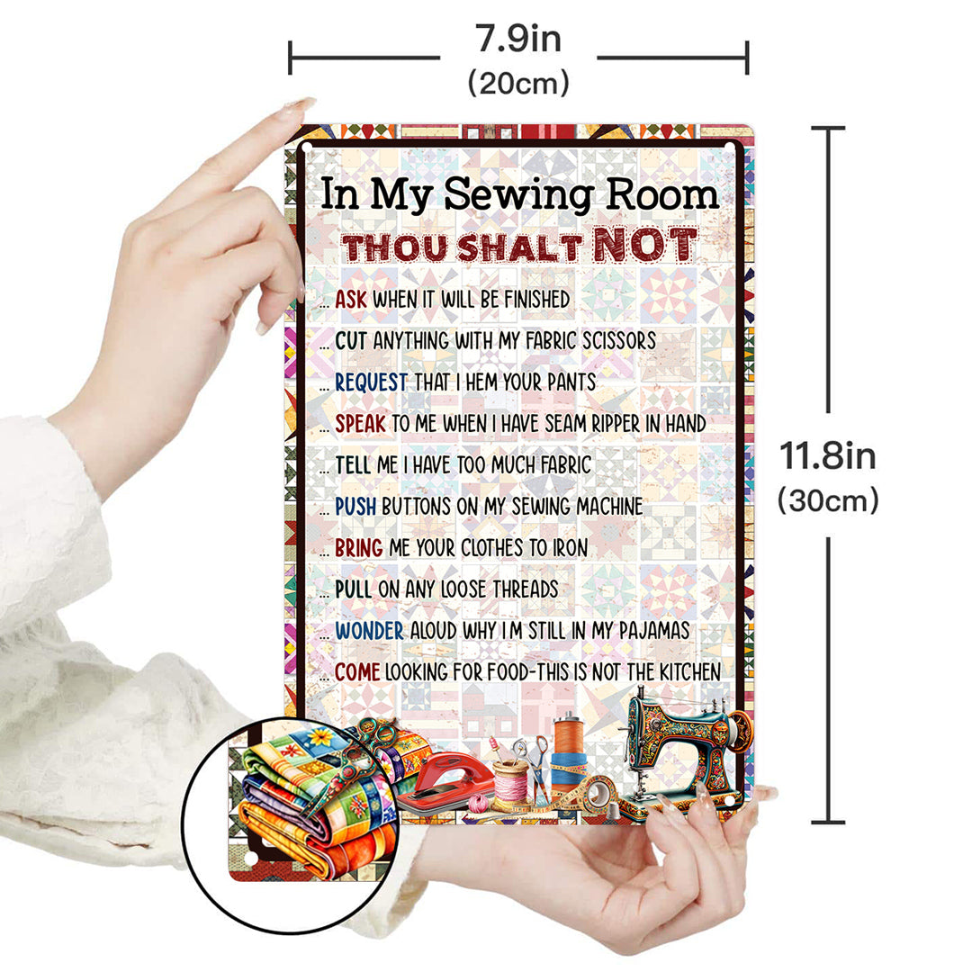Sewing Lover 2D Metal Sign Rules Of Quilting Room