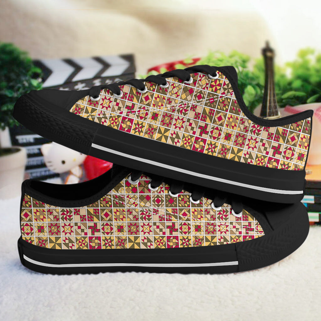 Sewing Lover Women's Low Top Shoes Vintage Quilt Blocks