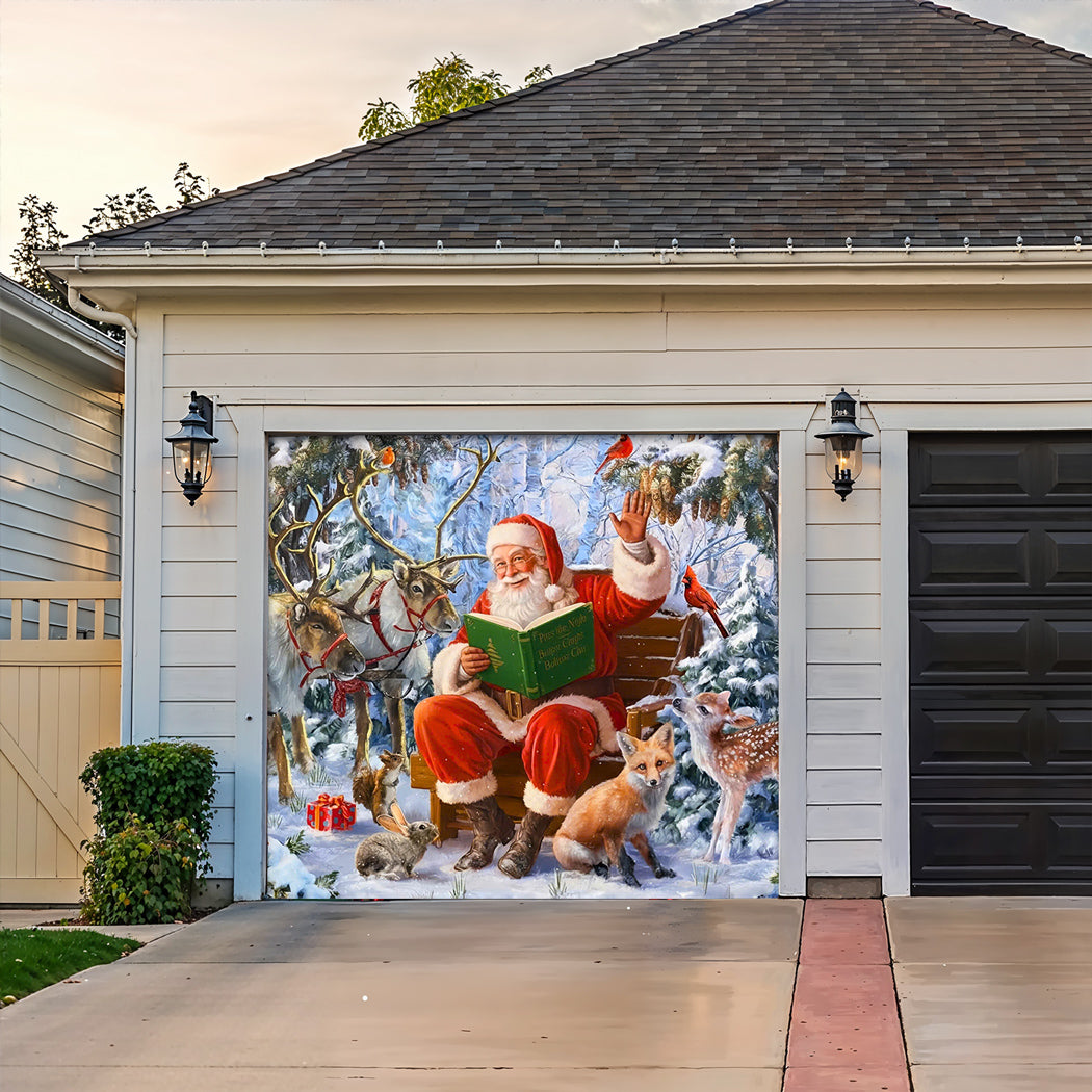 Christmas Garage Door Banner Decoration - Santa's Forest