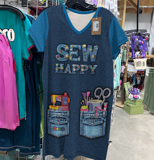Sewing Lover V-neck Nightshirt Sew Happy