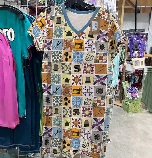 Sewing Lover V-neck Nightshirt Sewing Notions Quilt Blocks