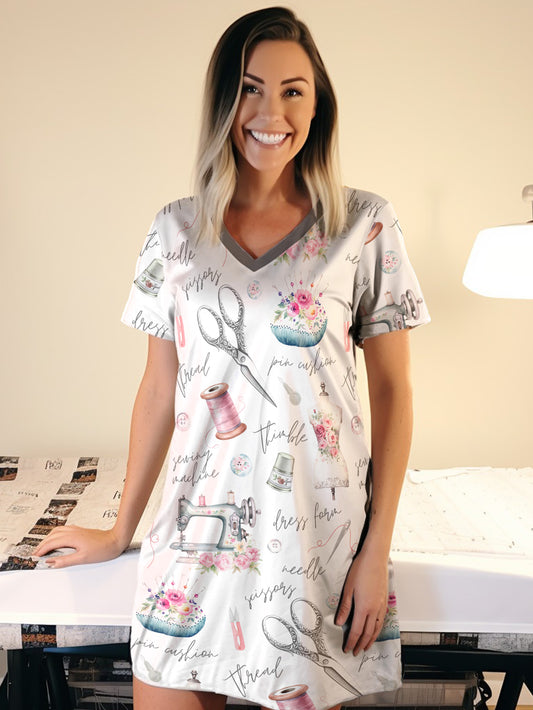 Sewing Lover V-neck Nightshirt Sewing Notions
