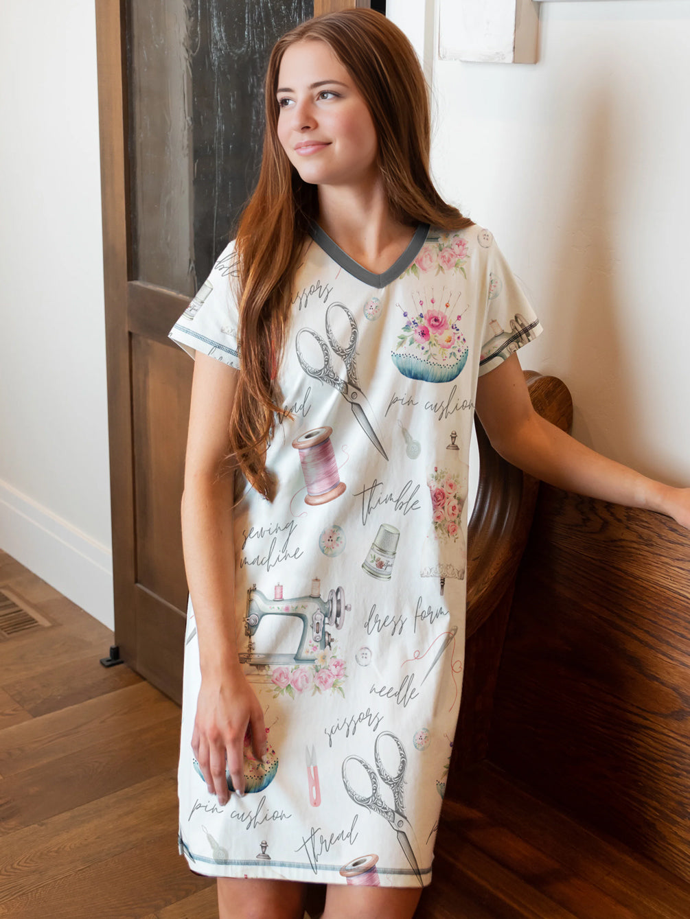 Sewing Lover V-neck Nightshirt Sewing Notions