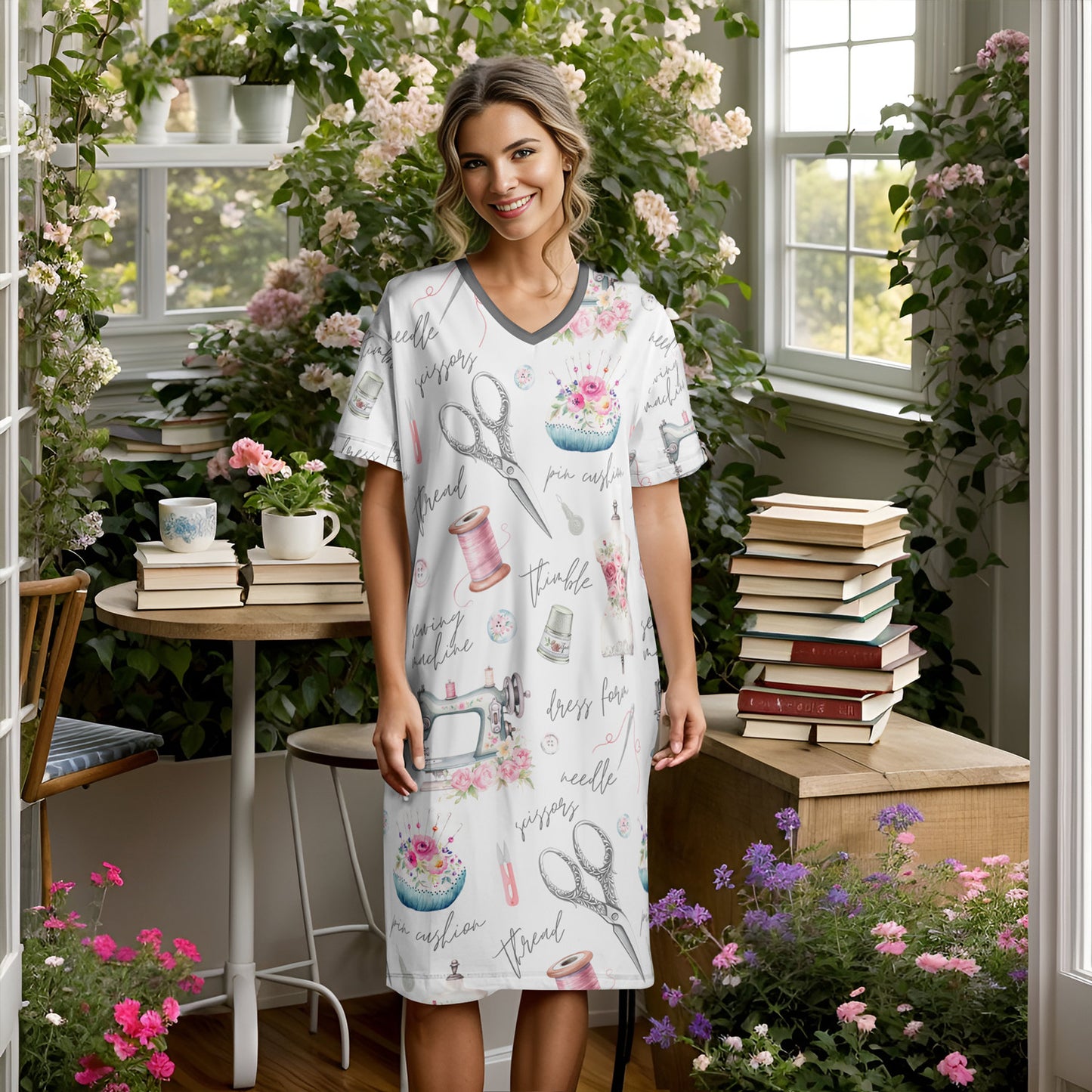 Sewing Lover V-neck Nightshirt Sewing Notions