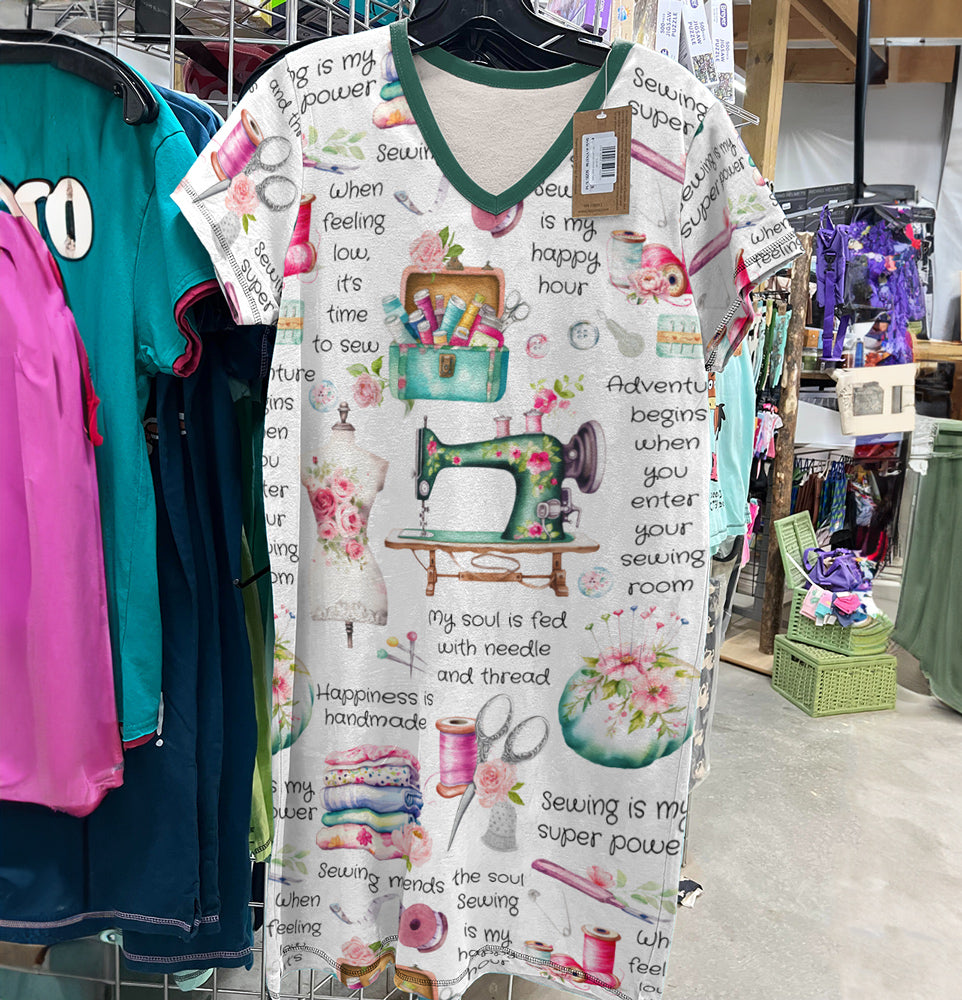 Sewing Lover V-neck Nightshirt Sewing Whispers