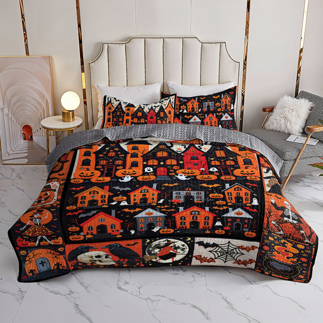 Halloween 2D Print All Season 3-Piece Quilt Set Shadowfall Sanctuary