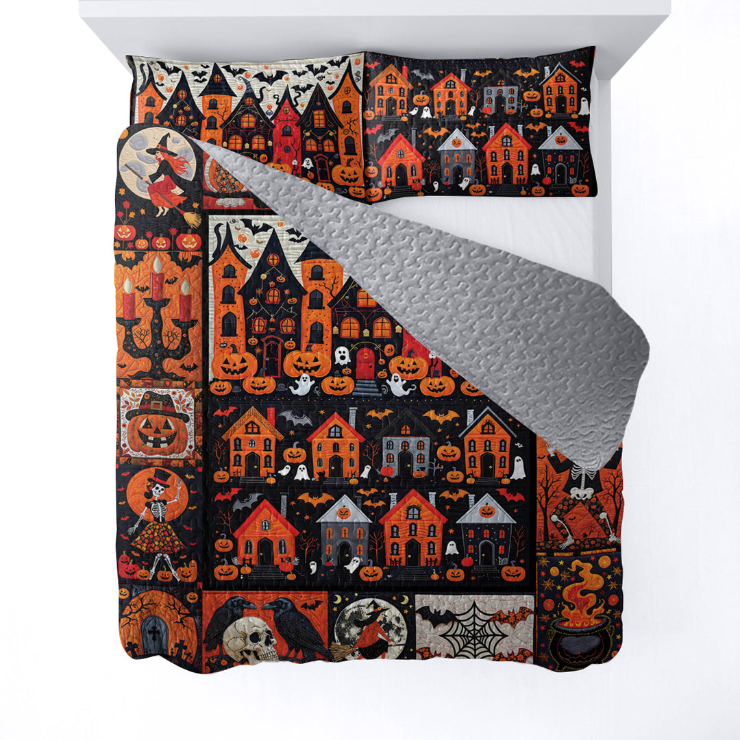 Halloween 2D Print All Season 3-Piece Quilt Set Shadowfall Sanctuary