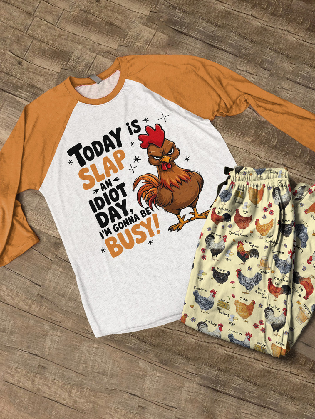 Chicken Raglan Lounge Pajamas Slap An Idiot Day