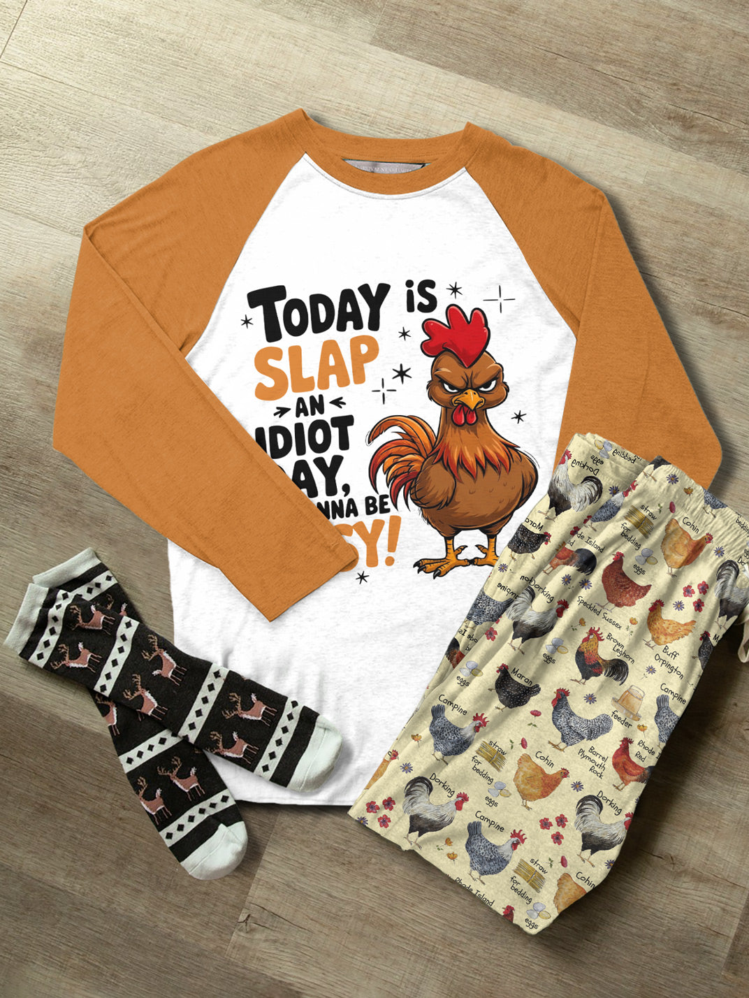 Chicken Raglan Lounge Pajamas Slap An Idiot Day