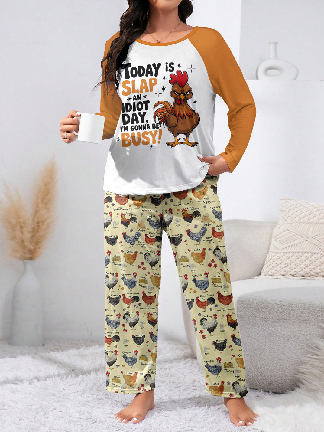 Chicken Raglan Lounge Pajamas Slap An Idiot Day