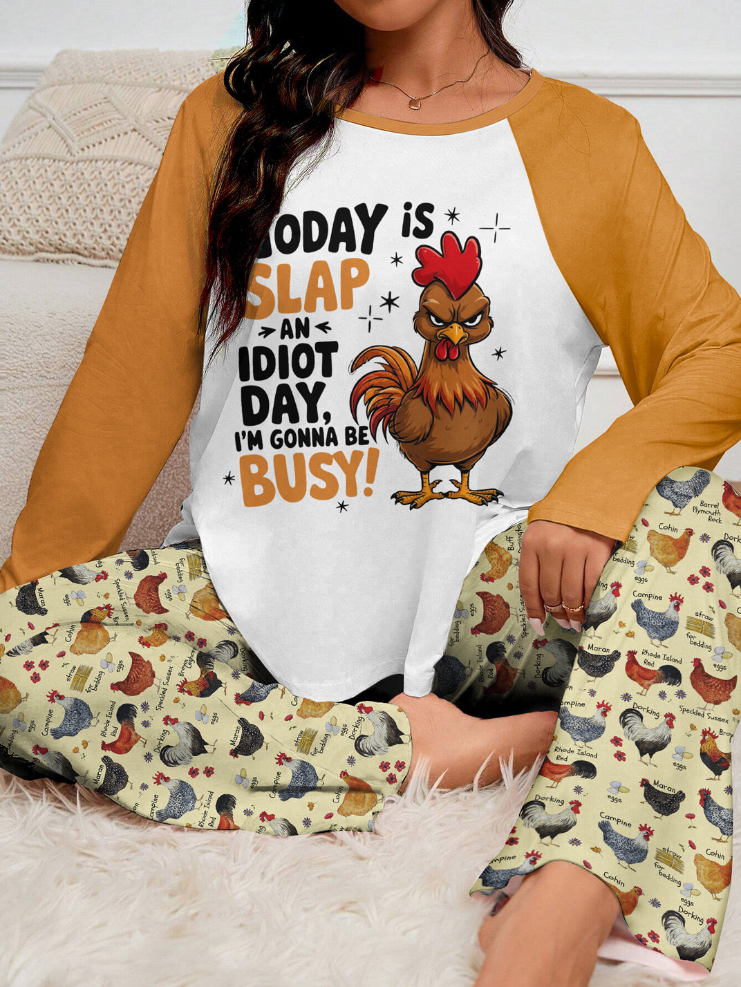 Chicken Raglan Lounge Pajamas Slap An Idiot Day