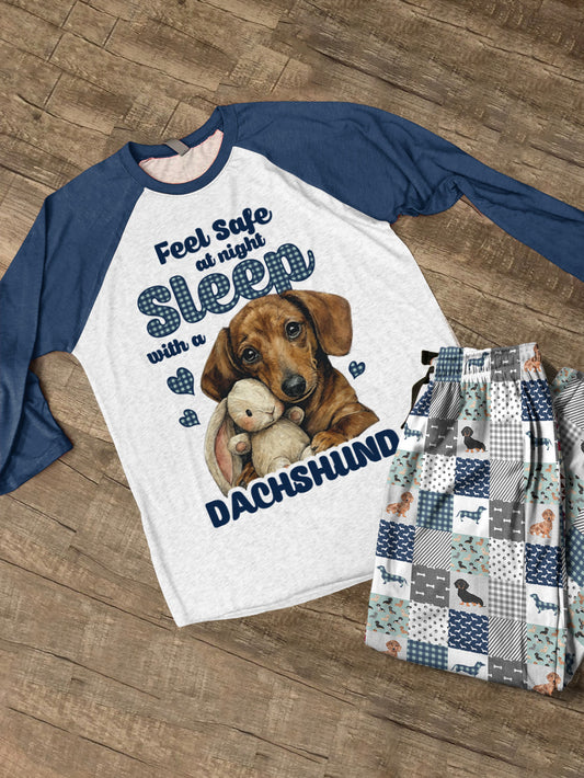 Dachshund Raglan Lounge Pajamas Sleep With A Dachshund