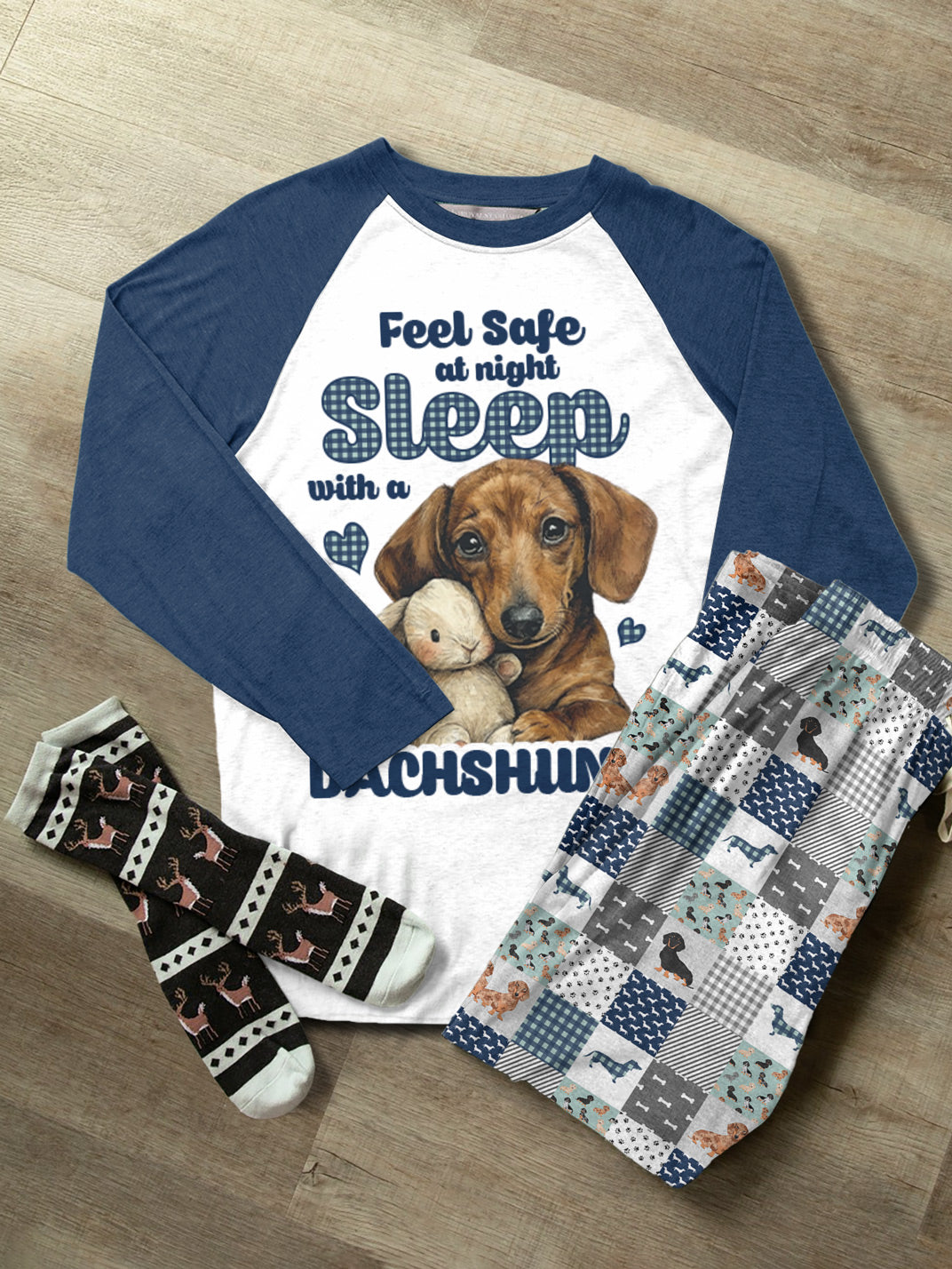 Dachshund Raglan Lounge Pajamas Sleep With A Dachshund
