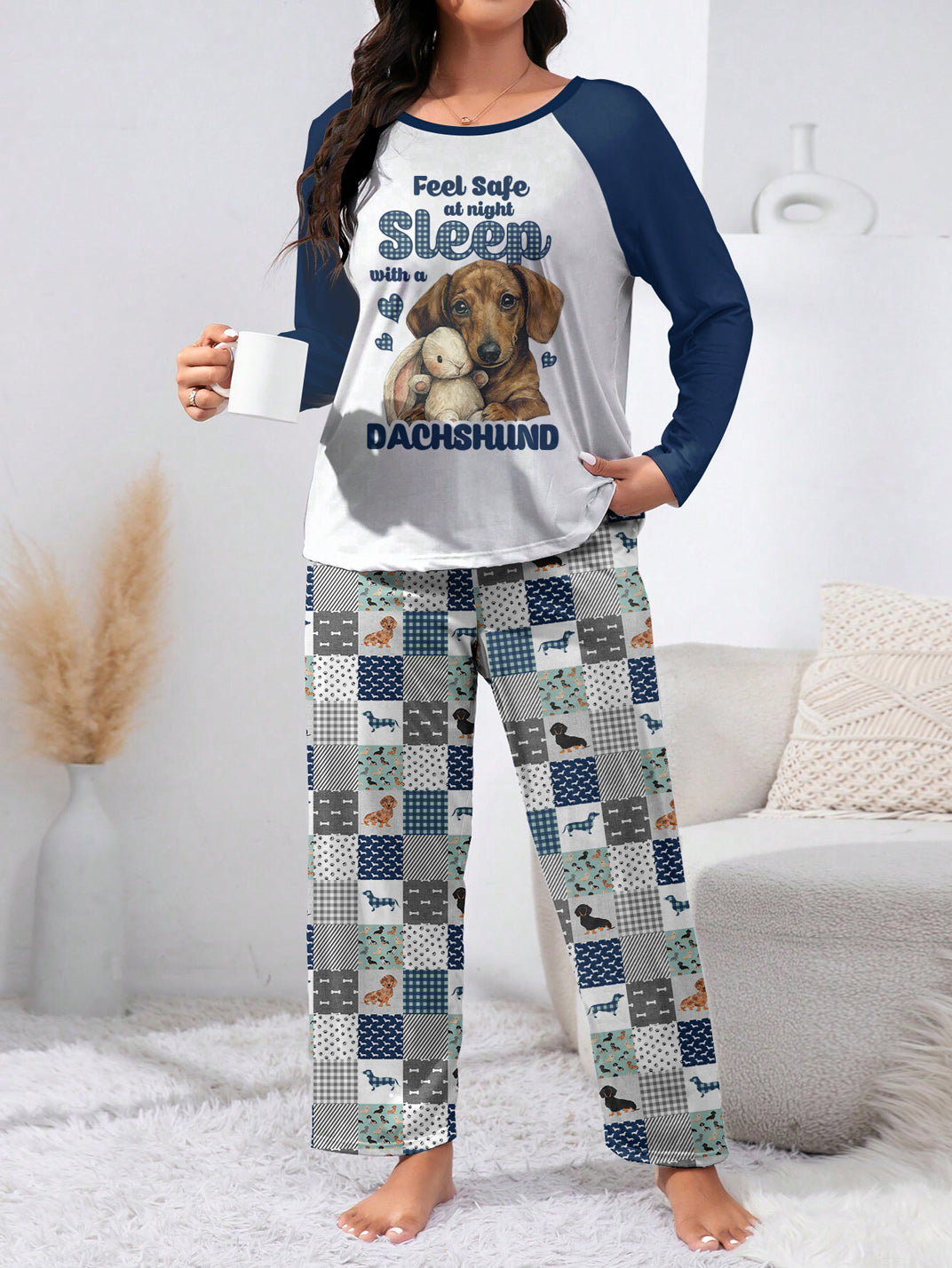 Dachshund Raglan Lounge Pajamas Sleep With A Dachshund