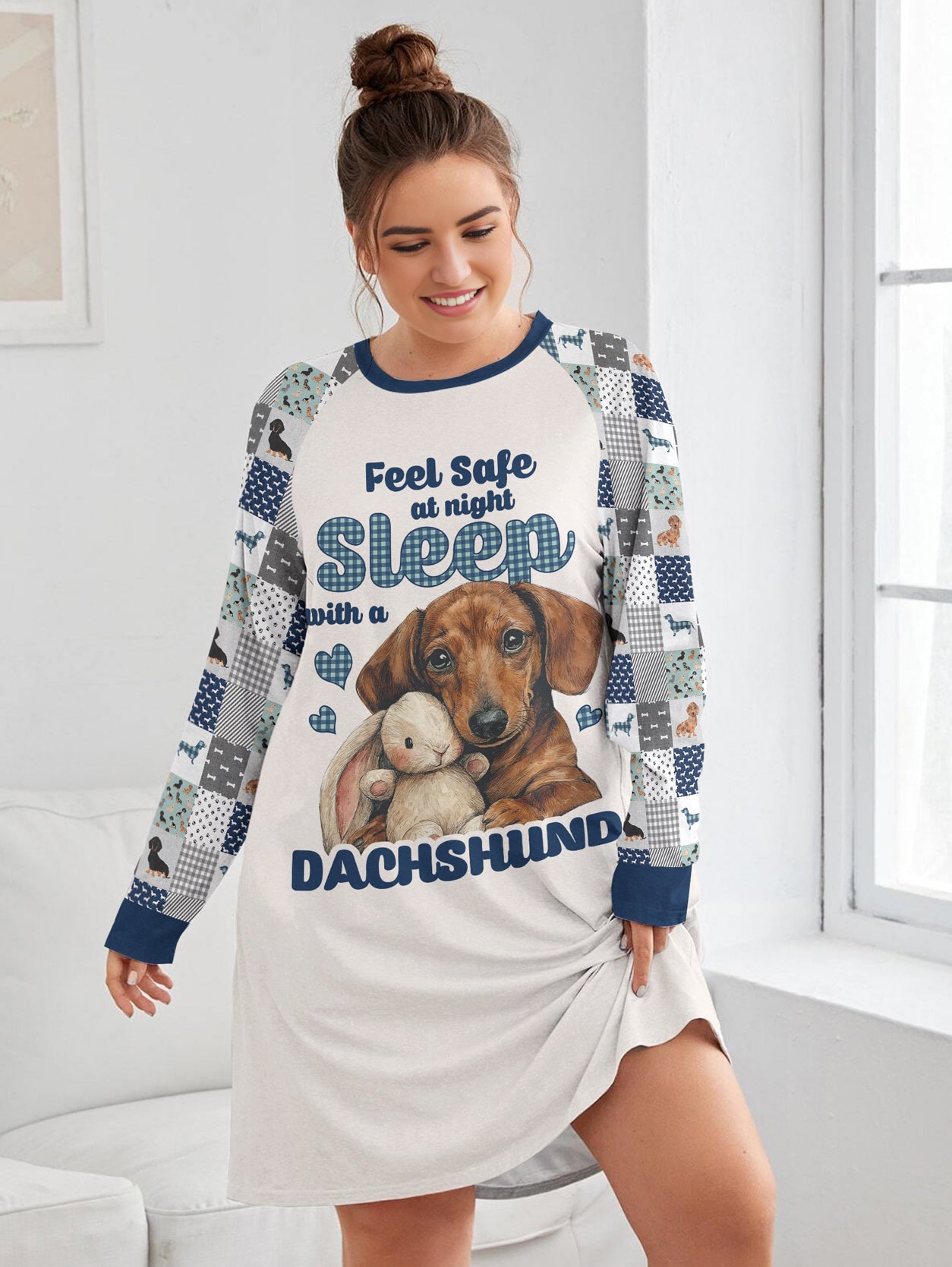 Dachshund Lover Raglan Dress Feel Safe At Night Sleep With A Dachshund