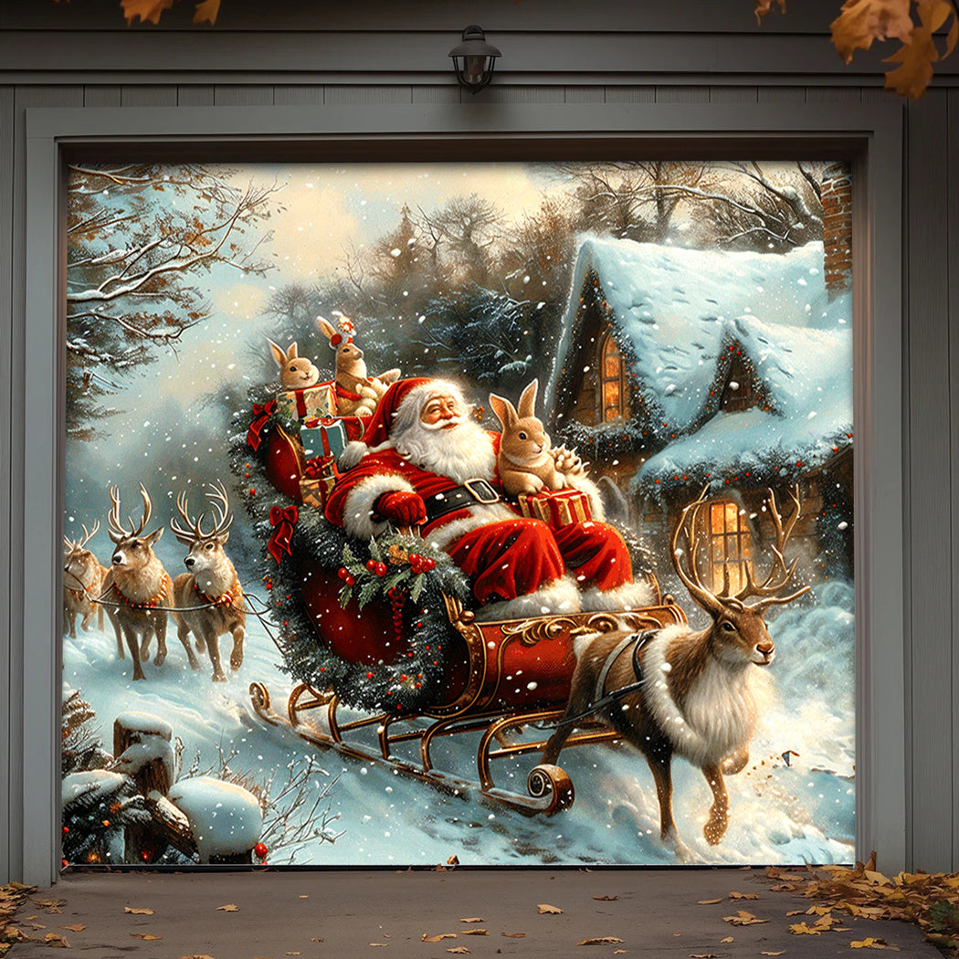 Christmas Garage Door Banner Decoration - Sleigh Ride Joy