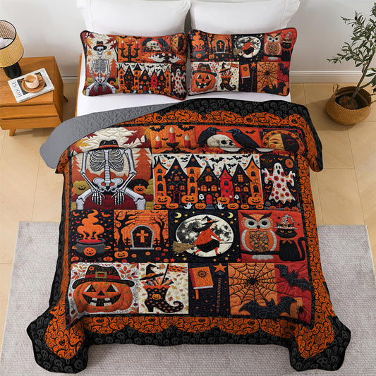 Halloween 2D Print All Season 3-Piece Quilt Set Spooky Old Things
