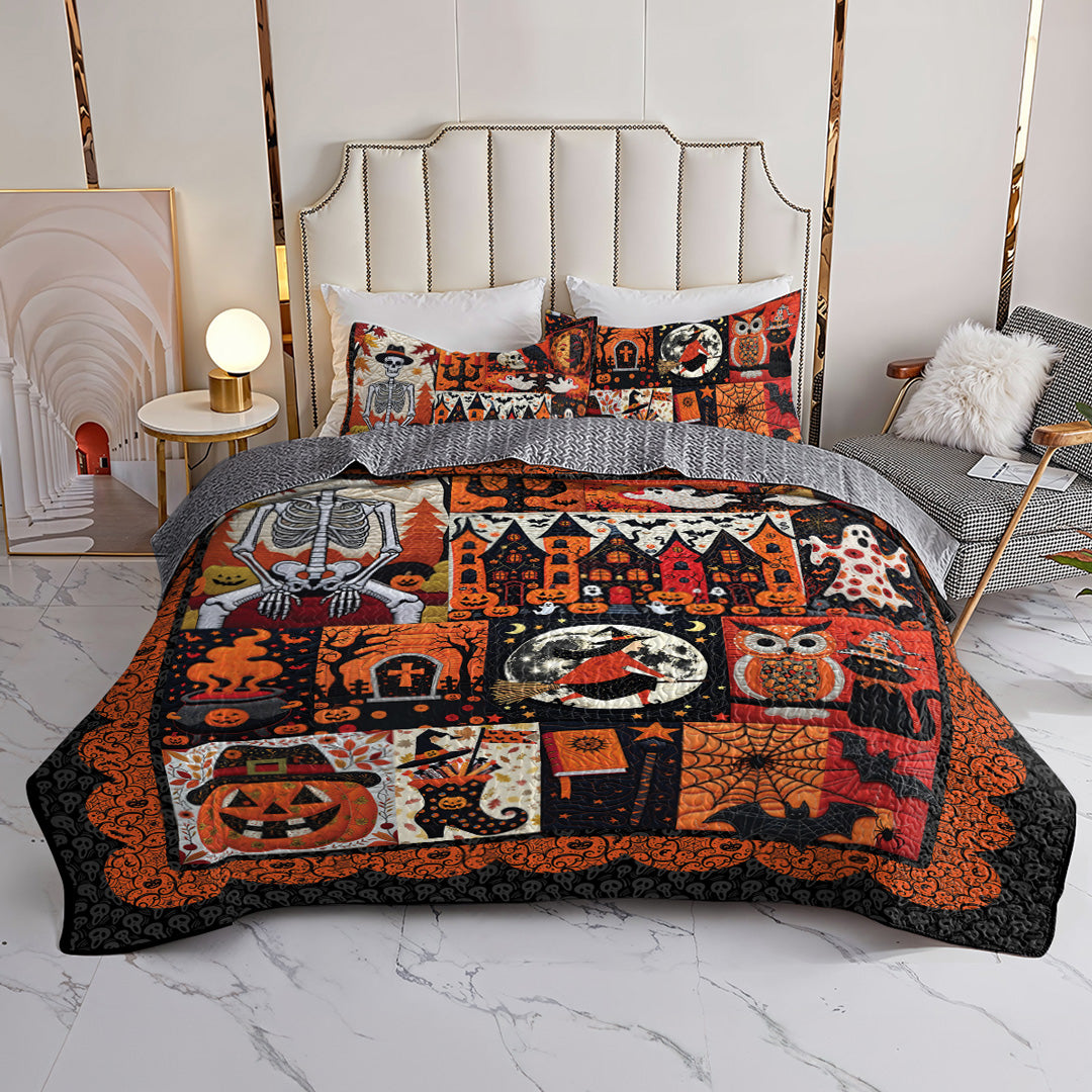 Halloween 2D Print All Season 3-Piece Quilt Set Spooky Old Things