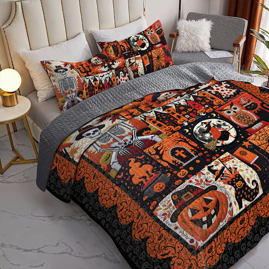 Halloween 2D Print All Season 3-Piece Quilt Set Spooky Old Things