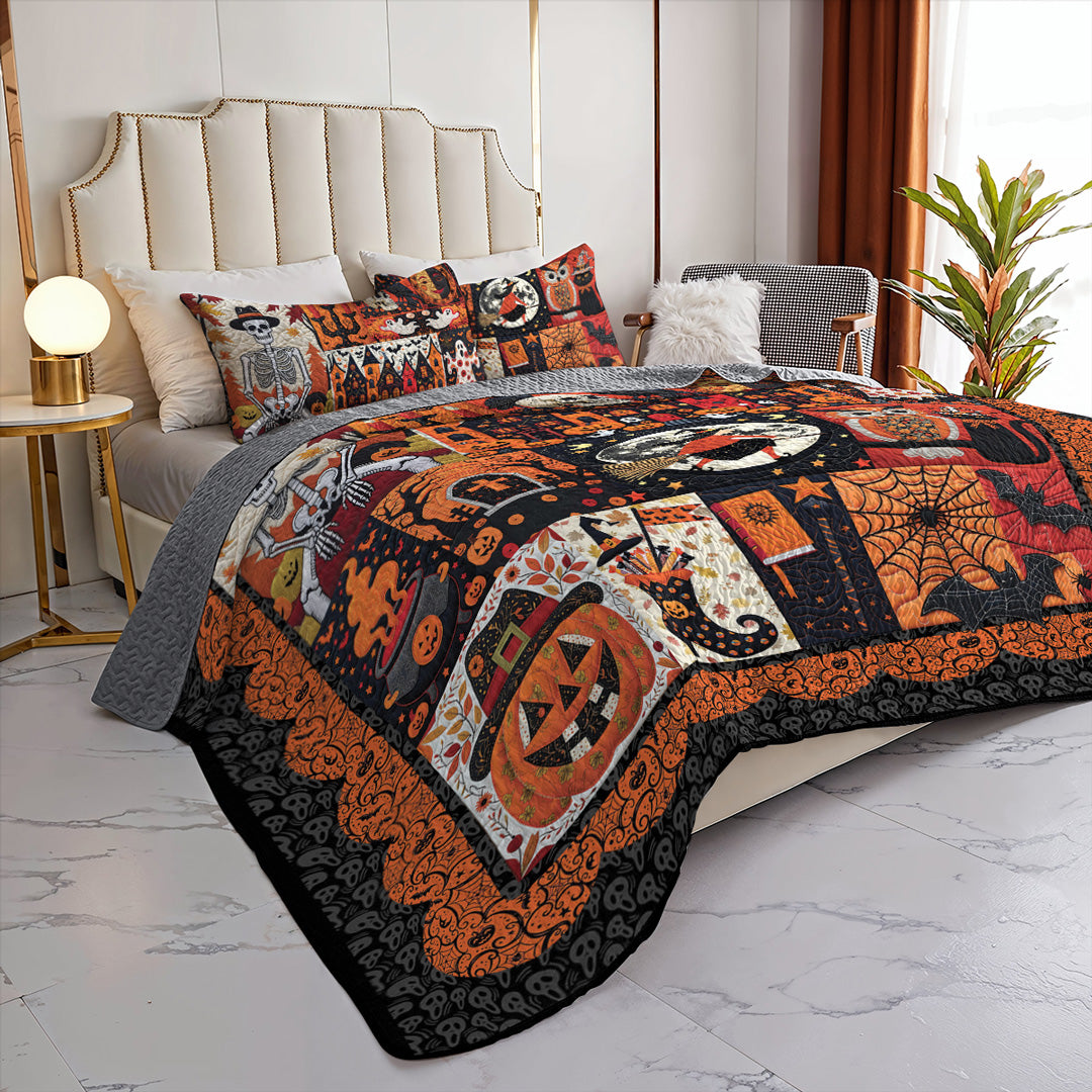 Halloween 2D Print All Season 3-Piece Quilt Set Spooky Old Things