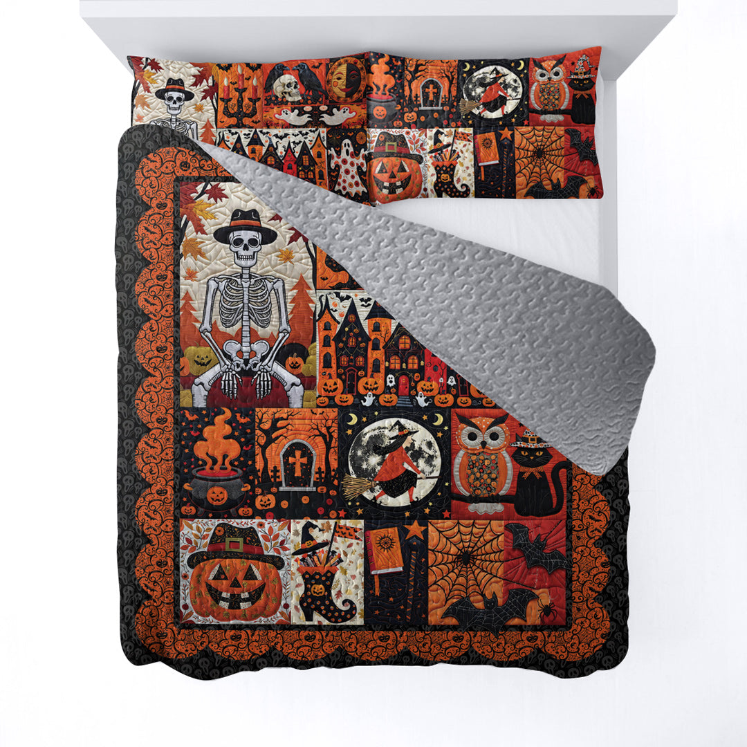 Halloween 2D Print All Season 3-Piece Quilt Set Spooky Old Things
