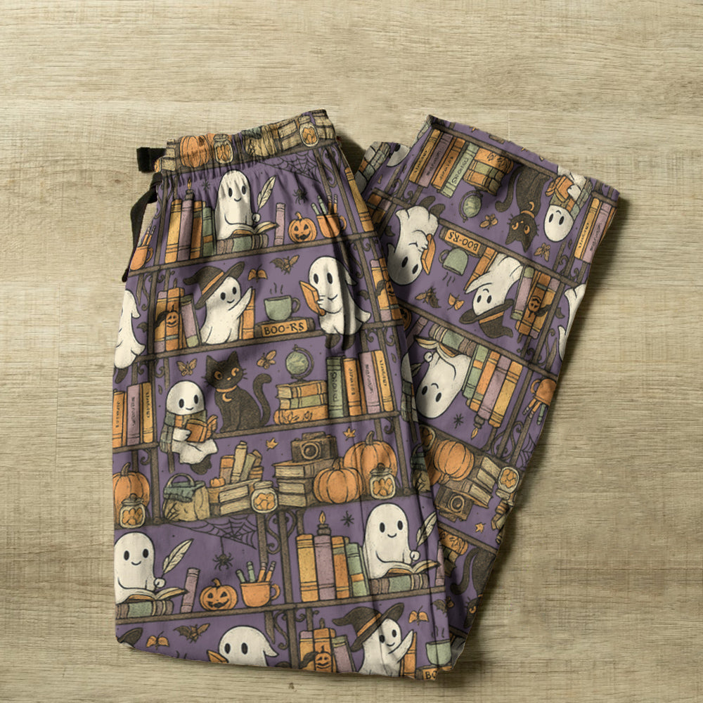Book Lover Raglan Lounge Pajamas Library Ghost