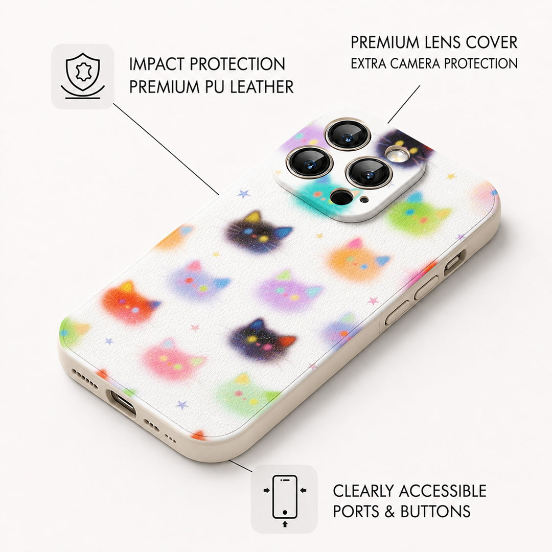 Cat Lover Leather Phone Case Stardust Kitties