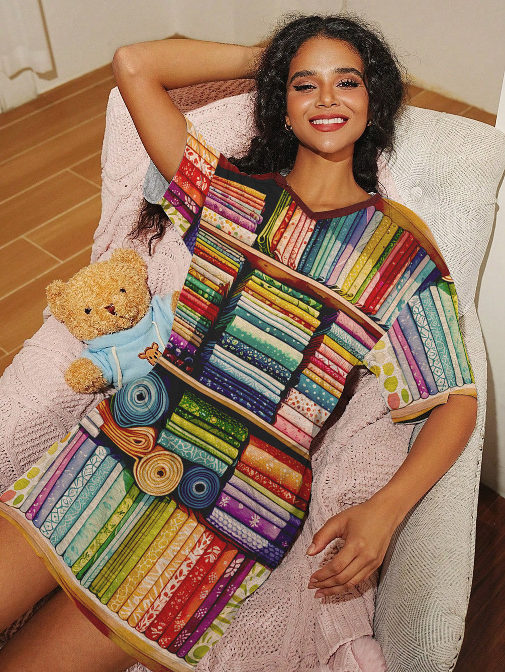 Sewing Lover V-neck Nightshirt Stash This