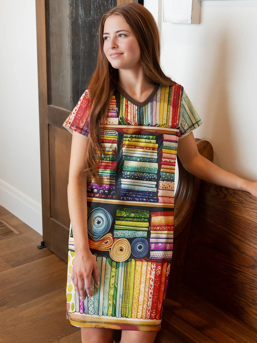 Sewing Lover V-neck Nightshirt Stash This